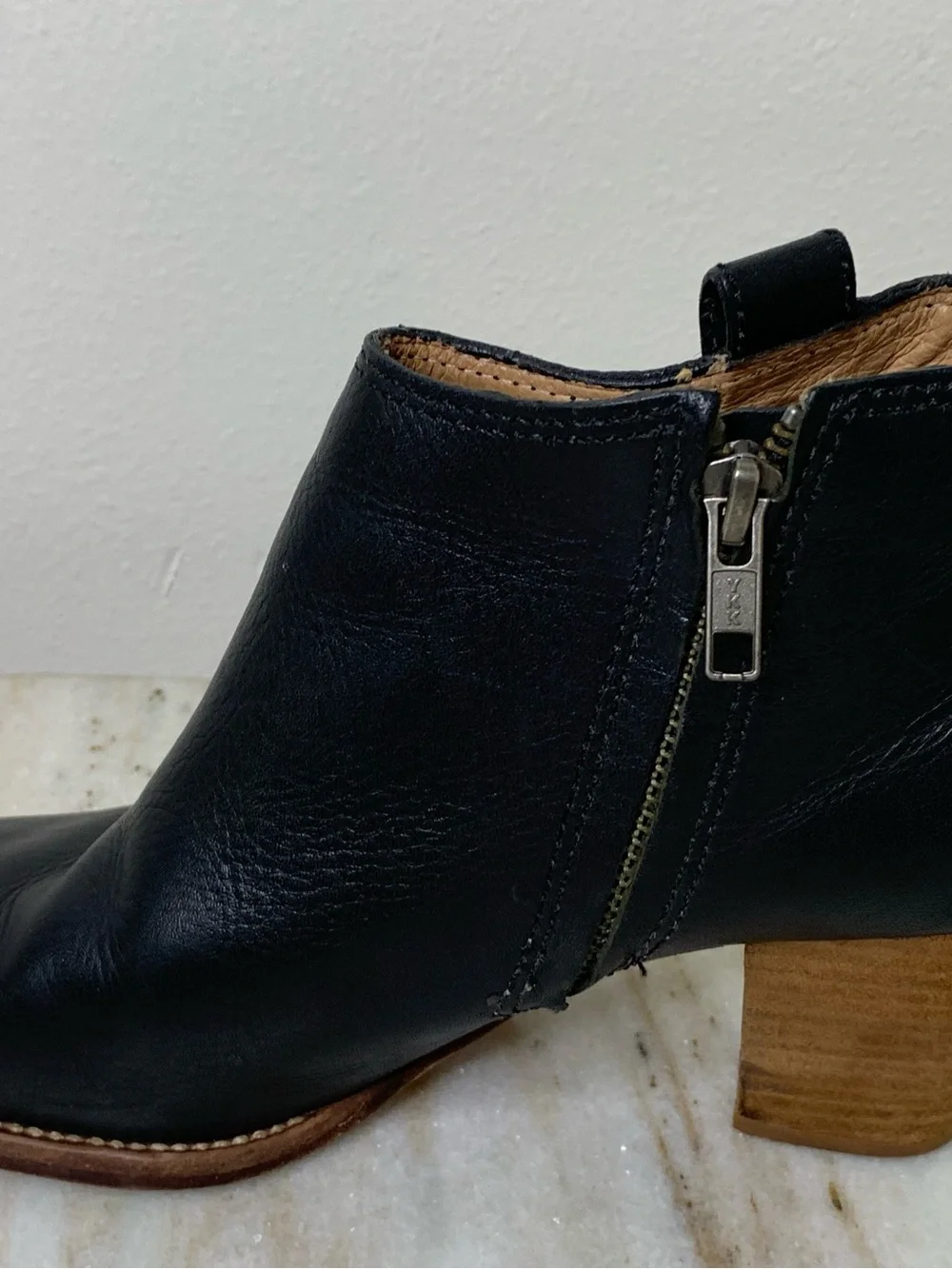 Madewell boot ankle “The Billie” black Leather style f5044 Stacked Sole - Picture 6 of 11
